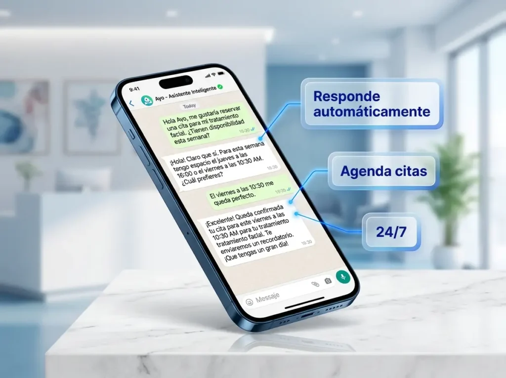 Chat de WhatsApp del agente de texto Ayo con un paciente